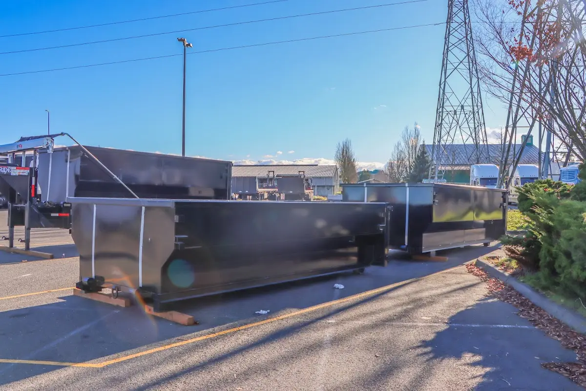 Roll-off dumpster ready for waste disposal at job site for Yard Waste Dumpster Rental in Sanford